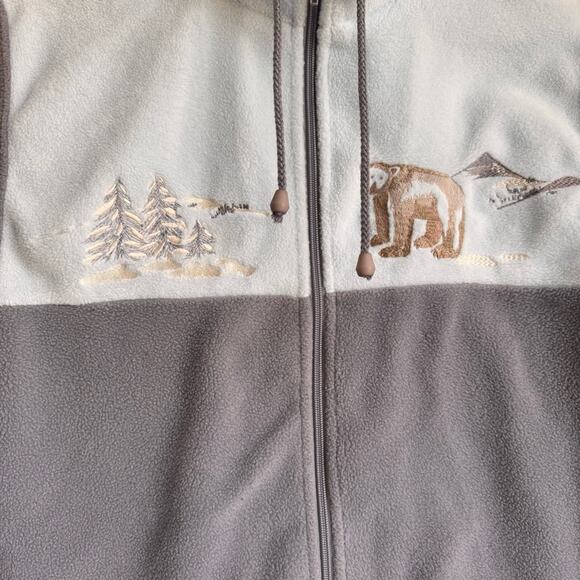 TanJay Vest Winter Bear Ski Fleece Vest Zip Up Blue Warm Cozy Ski Vintage 1X - Picture 4 of 7